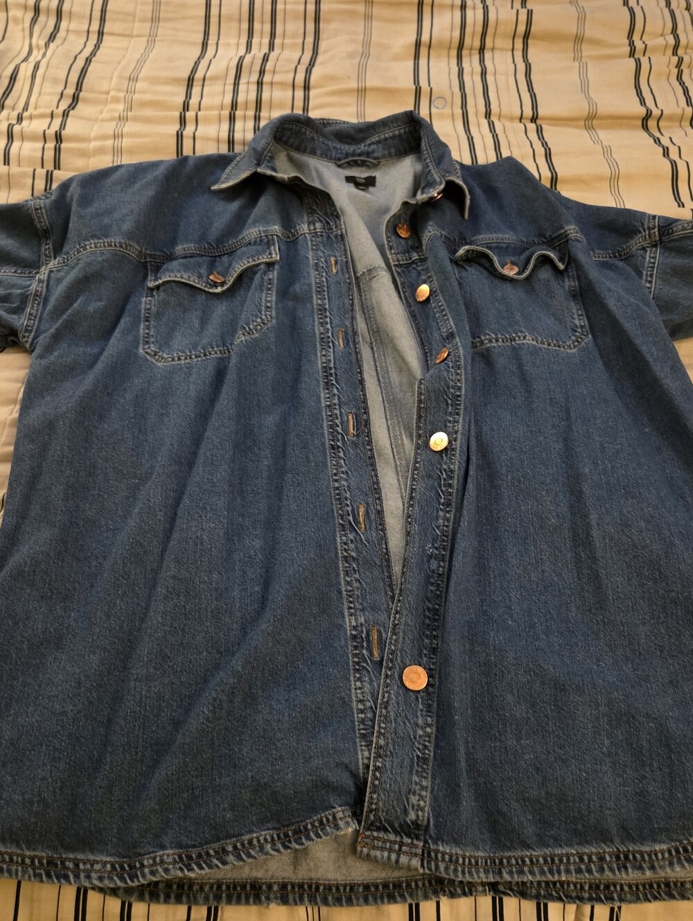 River Island Dark Blue Denim Shirt Jacket